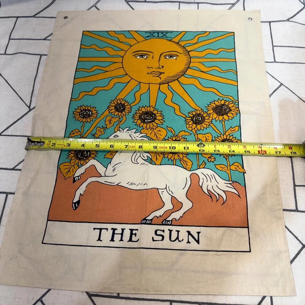 Tarot Card Wall Hanging Set 22x16 Multicolor Sun Moon Star Cotton 3pc BOHO Witch